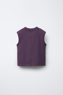 ZARA ФУТБОЛКА С ЛОГОТИПОМ, ТЕМНО-ЛИЛОВЫЙ