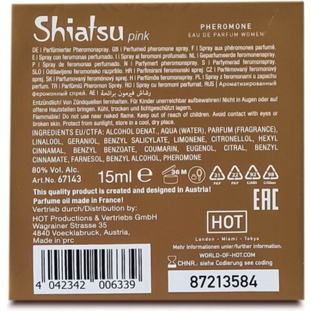Духи с феромонами «Pink» Shiatsu женские 50 мл