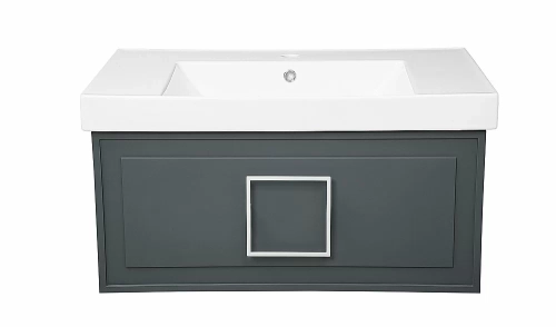 Тумба с раковиной LA FENICE Cubo Grigio 80 серая/ручка белая