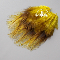 Перья из седла петуха Whiting Cock de Leon, цвет Speckled Bright Yellow (10 шт)