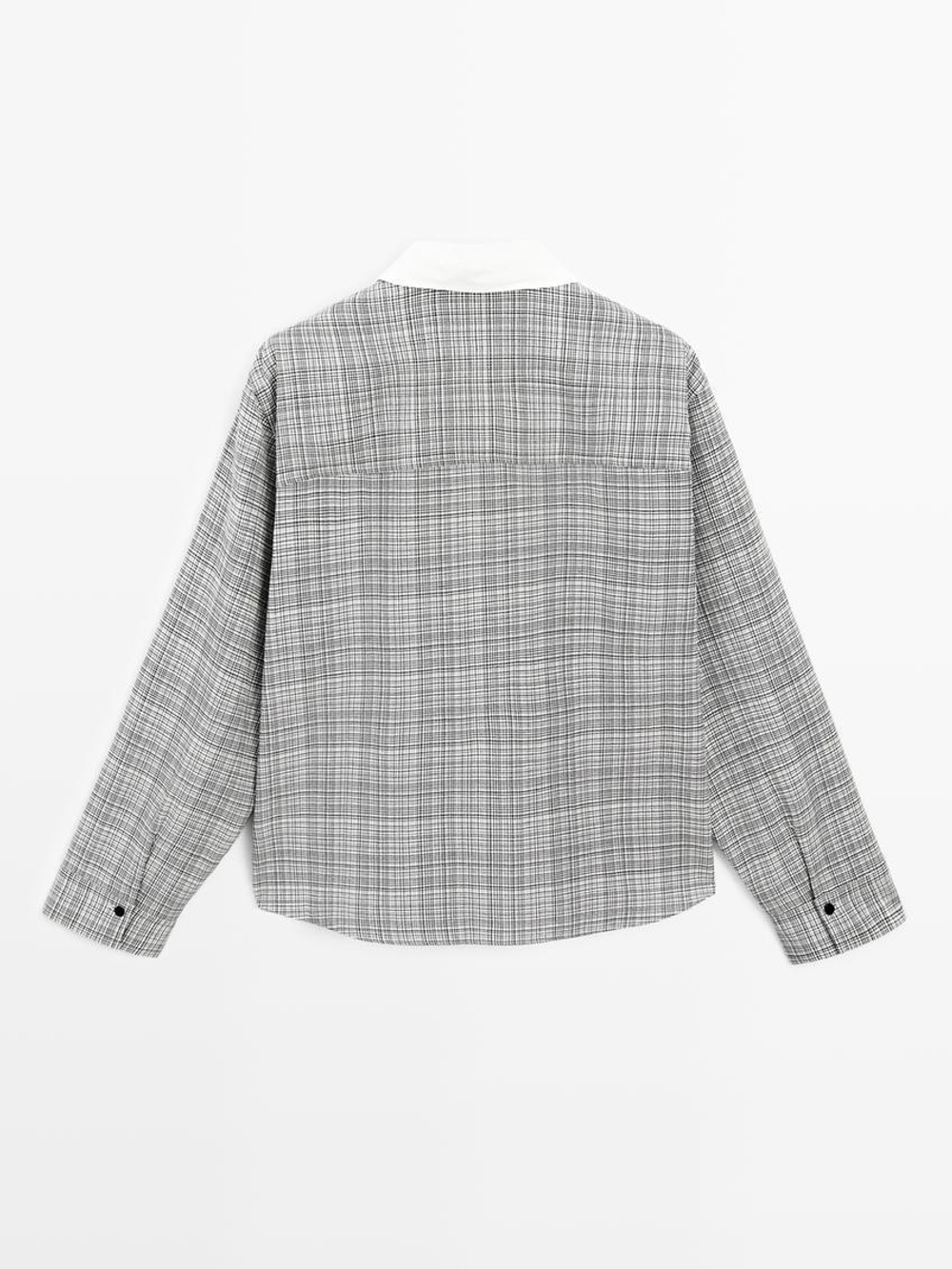 Massimo Dutti Рубашка из смесового хлопка в клетку, белый