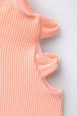 ZARA СЛИТНЫЙ КУПАЛЬНИК С ВЫРЕЗАМИ И БАНТАМИ, ОРАНЖЕВЫЙ