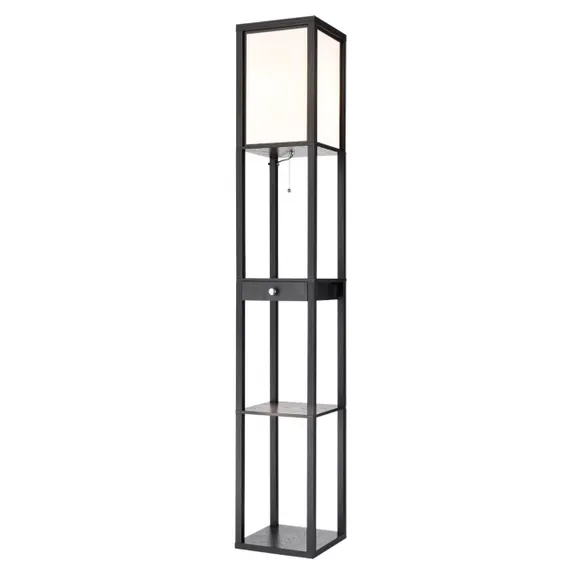 8092/1F COMFI LN25 361 черный/белый, дерево/текстиль Торшер Е27 1*60W 220V PRACTIC