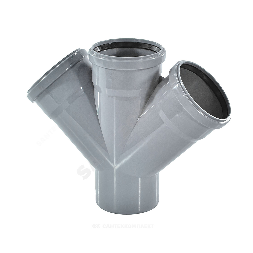 Крестовина PP-H 1-плоскостная серый BASE Дн 110х110х110х45гр б/нап в/к VALFEX 27111110