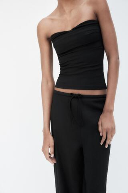 ZARA ТОП БАНДО ИЗ РЕЛЬЕФНОЙ ТКАНИ, ЧЕРНЫЙ