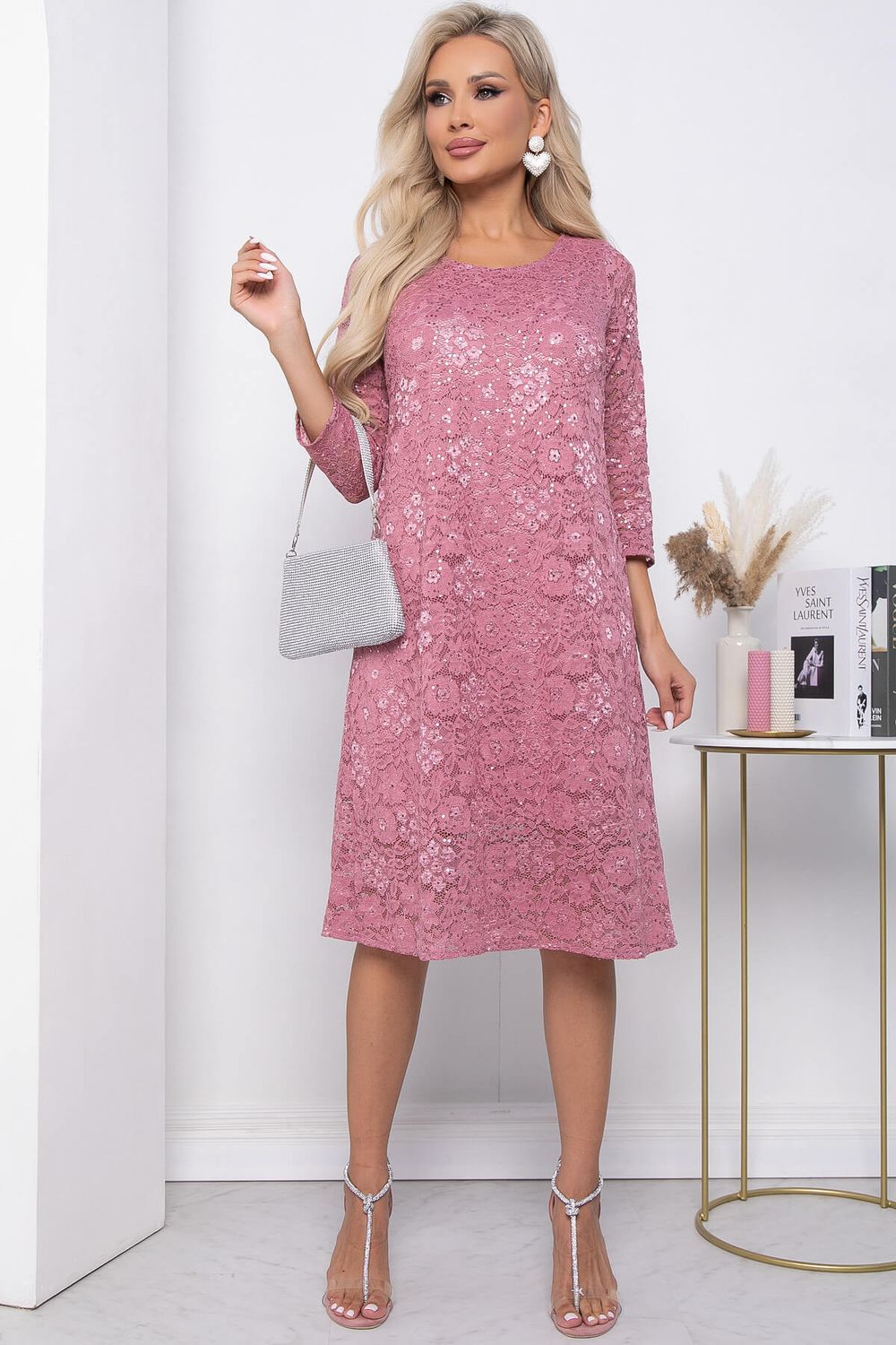 Платье "Сияние блеска" (пыльная роза) П7391 LT Collection (Акция)