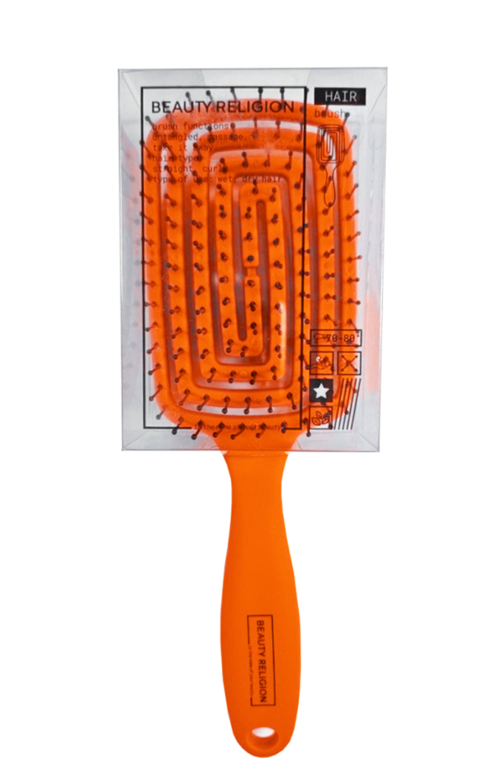 Расческа для волос массажная цвет оранжевая BEAUTY RELIGION Massage Brush Orange
