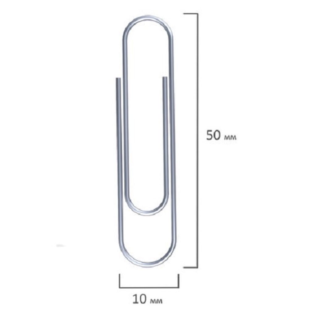 Скрепки канцелярские 50мм, 50шт, оцинкованные, Staff, картон. упак.