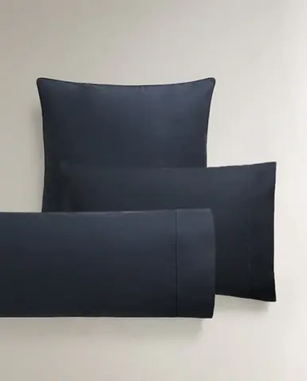 ZARA HOME (300 НИТЕЙ) НАВОЛОЧКА ИЗ ХЛОПКА ПЕРКАЛЬ, СИНИЙ