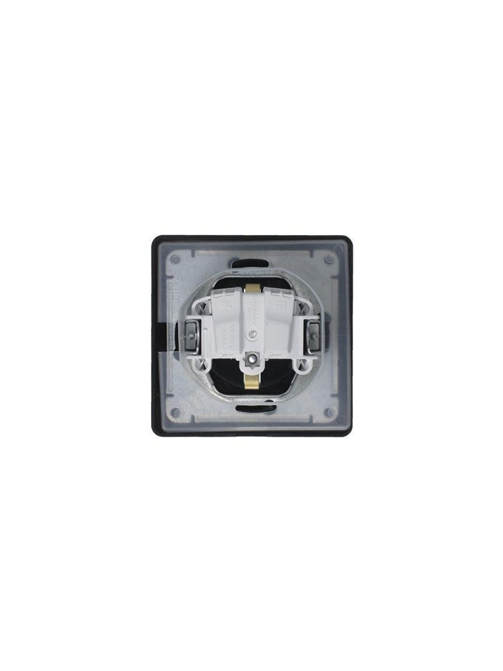 Розетка 1-м СП 1мод. Glossa 16А IP44 с заземл. защ. шторки с крышкой в сборе антрацит SE GSL000748