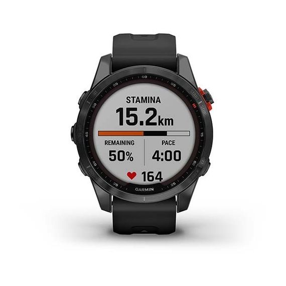Garmin Fenix 7S Solar — серый корпус, черный силиконовый ремешок