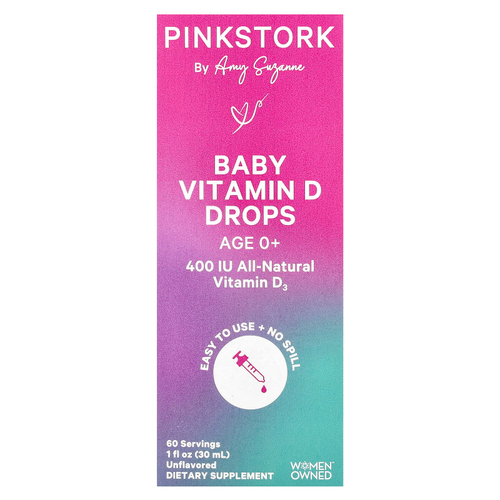 Pink Stork, Витамин D для детей, для детей от 0 лет, без добавок, 30 мл (1 жидк. Унция)