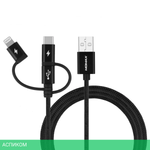 Кабель Momax OneLink 3-in-1 DX1D 1м Black
