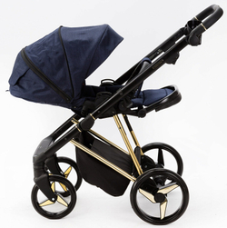 Детская коляска Adamex Quantum Special Edition 2 в 1 Q-TK677 (Т.СИНИЙ+ЗОЛОТО РАМА)
