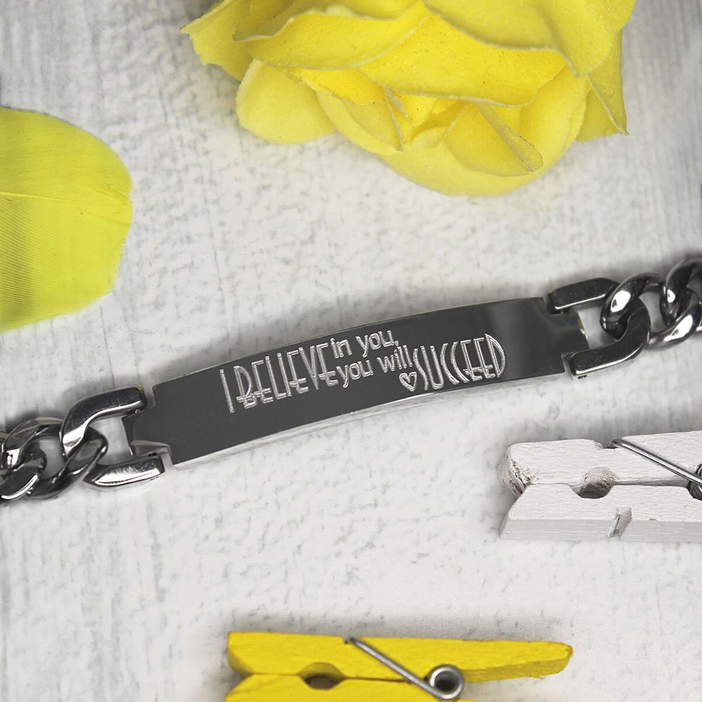 Стальной мужской браслет с гравировкой на заказ