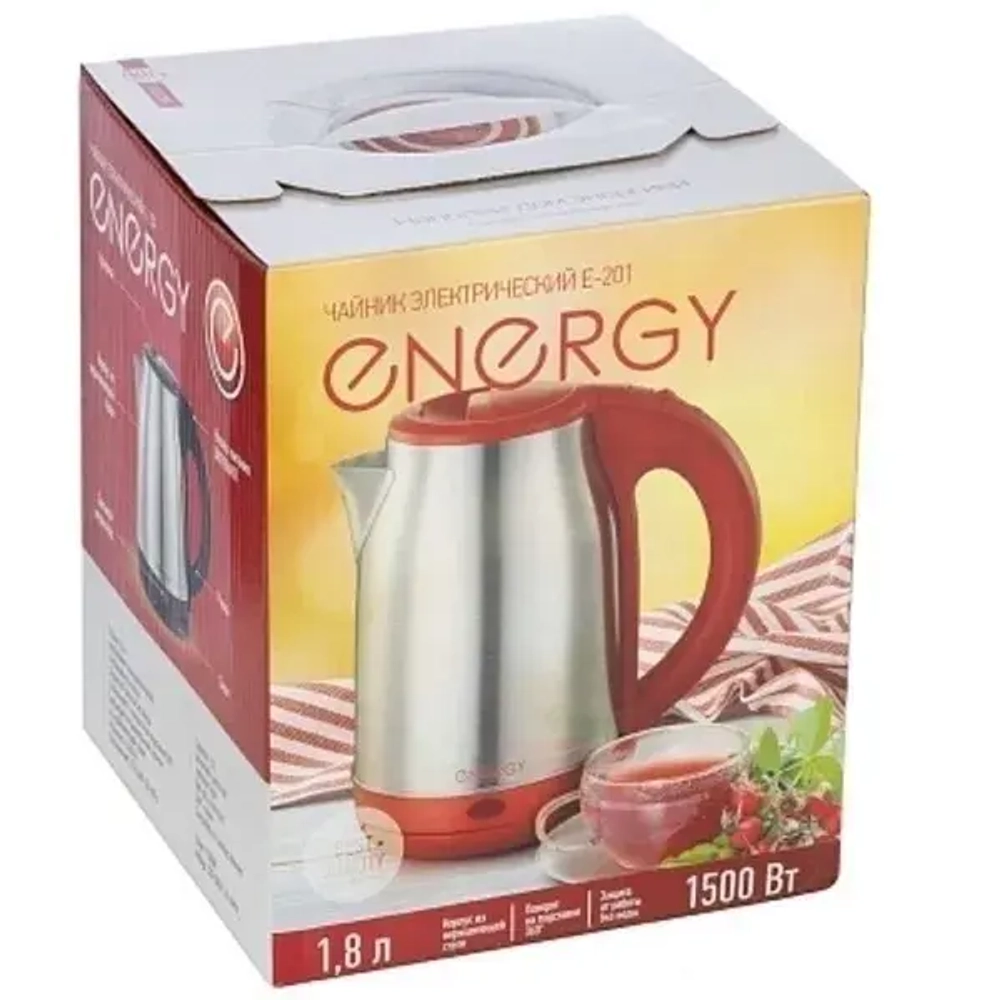 Чайник из нержавеющей стали 1,8л «ENERGY» красный 164125