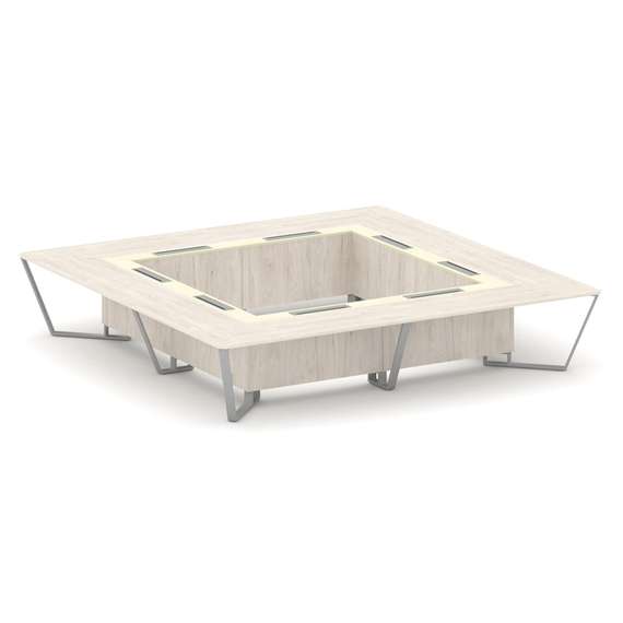 Steel Meet Стол переговорный квадратный KMK-PR.B.SP-20K2 Денвер Светлый/Ваниль Глянец/Металл Серый 4