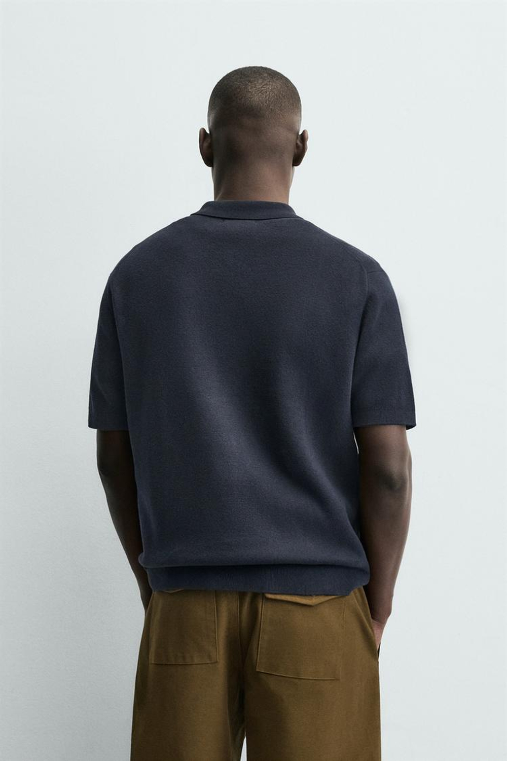 ZARA ТРИКОТАЖНОЕ ПОЛО НА МОЛНИИ, МОРСКОЙ СИНИЙ