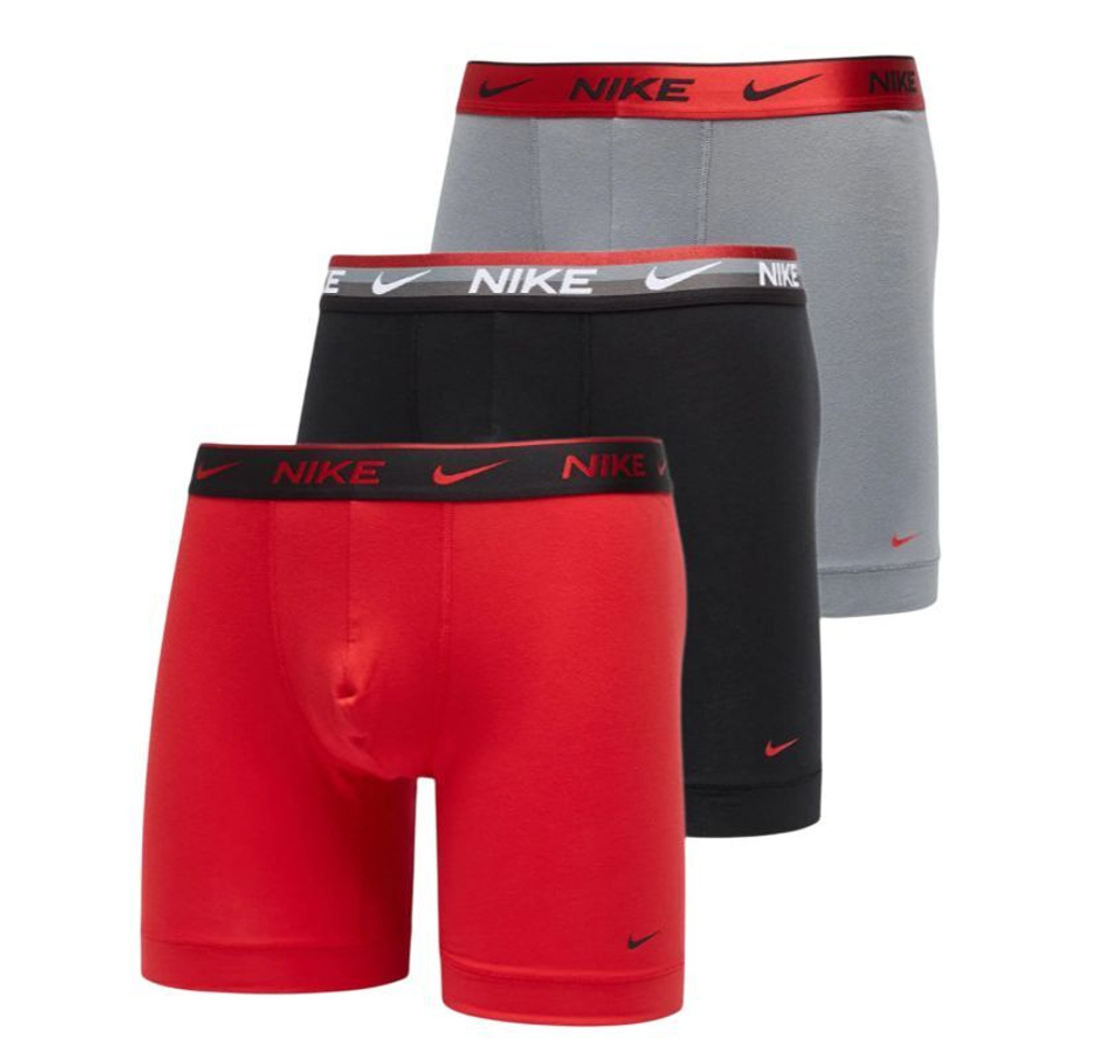 Боксерки теннисные Nike Everyday Cotton Stretch Brief 3P - black/red/grey