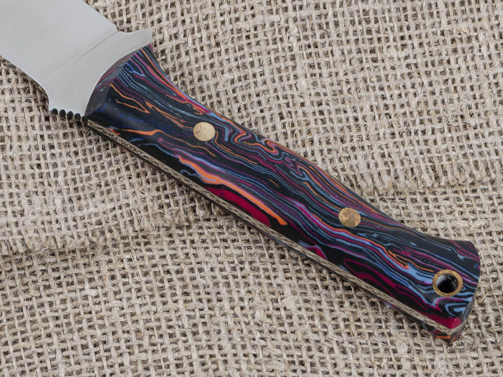 Нож для бушкрафта "Форест", сталь VG-10/Elmax, рукоять микарта (фиолетовая)