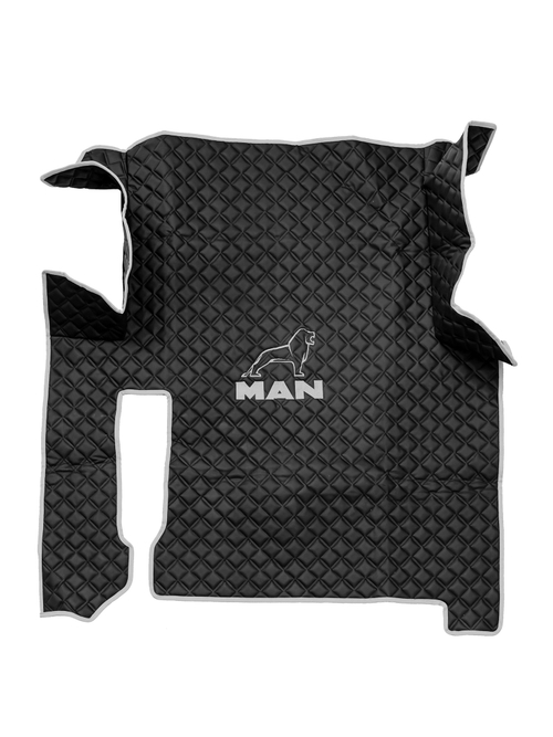 Ковры MAN TGX (автомат, механика) (экокожа, черный, серый кант, серая вышивка)