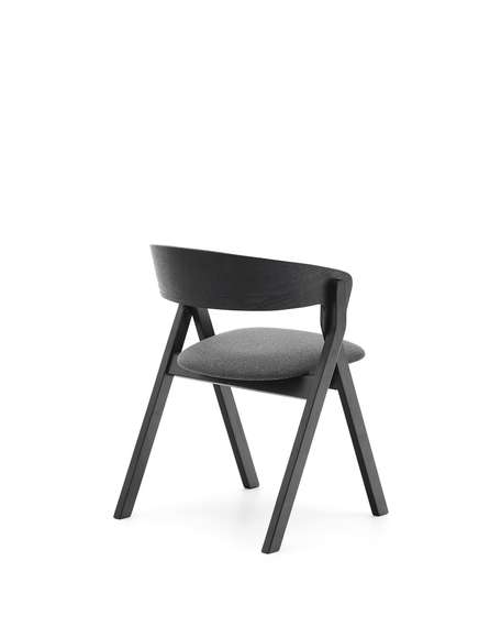 Стул Godia из дерева с черной отделкой и серым шениллом