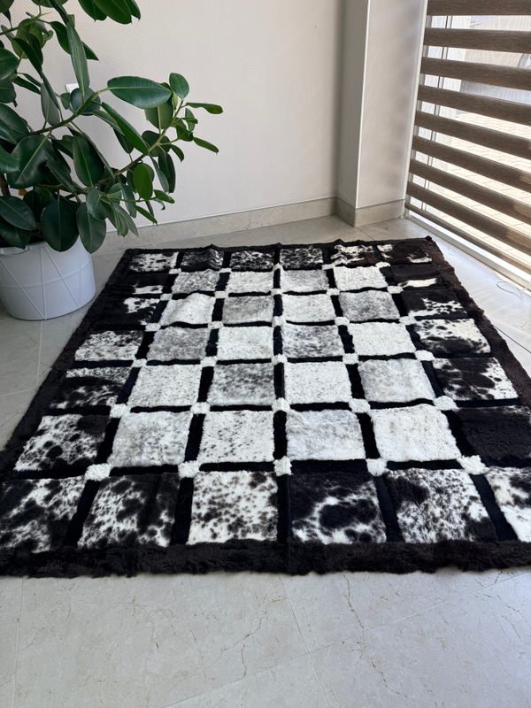 Ковер прямоугольный натуральный мех овчина, 200 х 180 см.