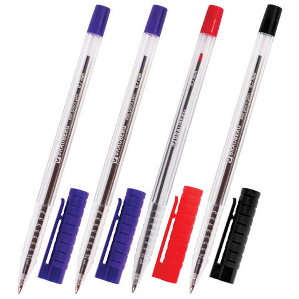 Ручки шариковые BRAUBERG, НАБОР 4 шт., АССОРТИ, "Flash", узел 0,7 мм, линия письма 0,35 мм, 141035