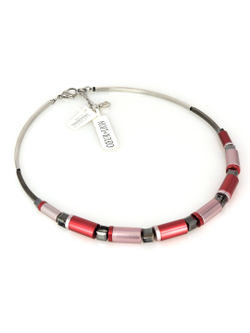 4664 Coeur de Lion – дизайнерское колье. Красно-розово-серебристый металлик и кристаллы Сваровски оттенка тигрового глаза.