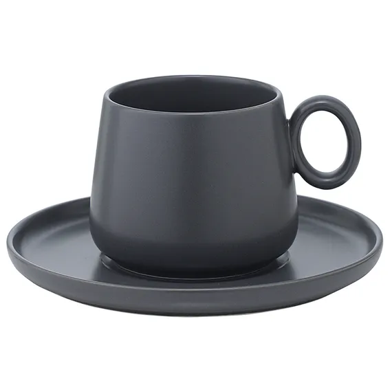 Набор из двух чайных пар темно-серого цвета из коллекции essential, 250 мл