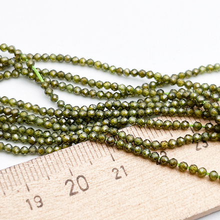 Фианит (кубический цирконий), цвет хаки, размер 2 мм, цена за нить 38 см