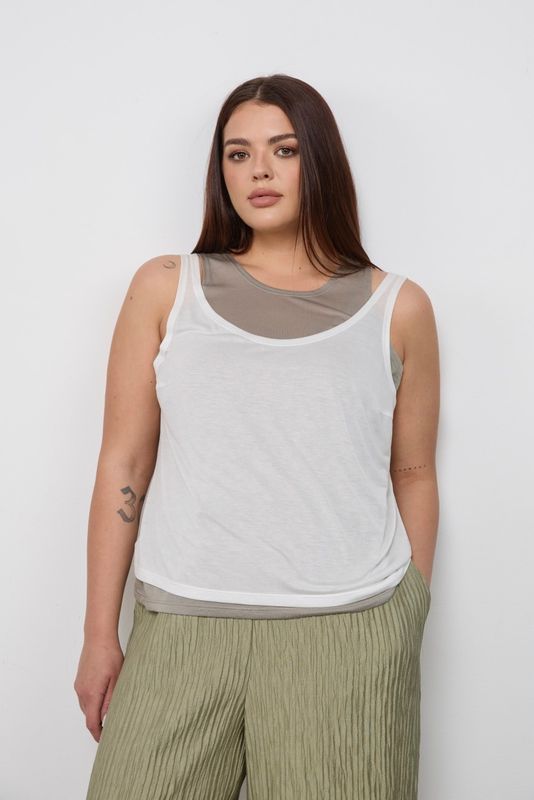 Майка двухслойная, серо-белый