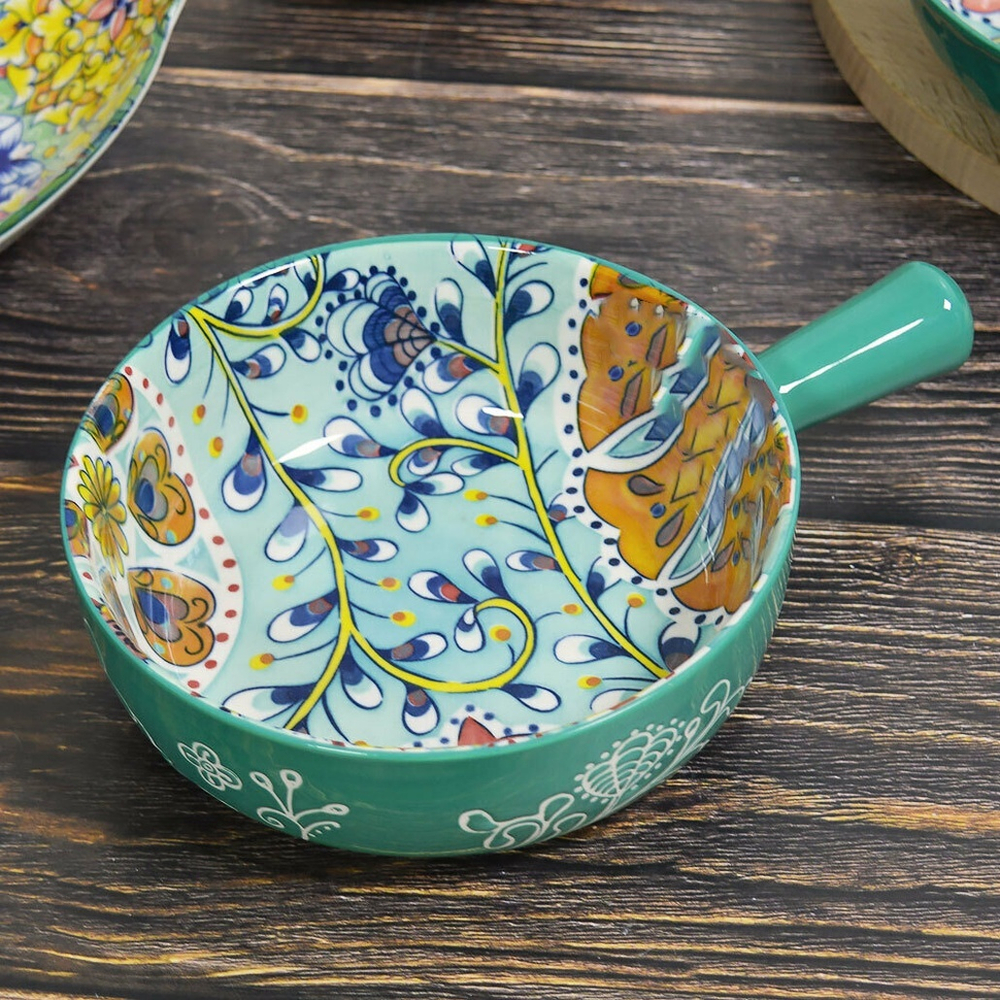 Кокотница с ручкой "Arabesque" 15,5см, керамика