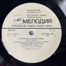 Винтажная виниловая пластинка LP Юрий Визбор Наполним Музыкой Сердца (СССР 1985) Сорокалетье