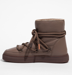 Высокие кожаные кеды INUIKII 75202-087 Sneaker Full Leather Taupe на меху