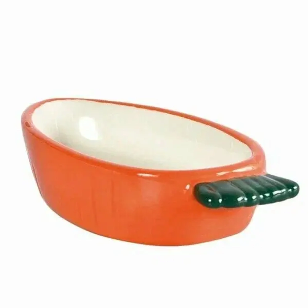 Homepet Миска для мелких грызунов керамическая Морковка, 85 мл, 13,5*7,5*3 см