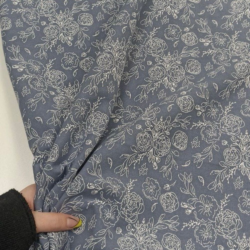 Фланель Кружевные пионы (деним)