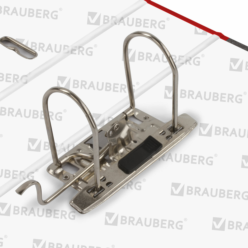 Папка-регистратор BRAUBERG, усиленный корешок, мраморное покрытие, 80 мм, с уголком, красная, 228029