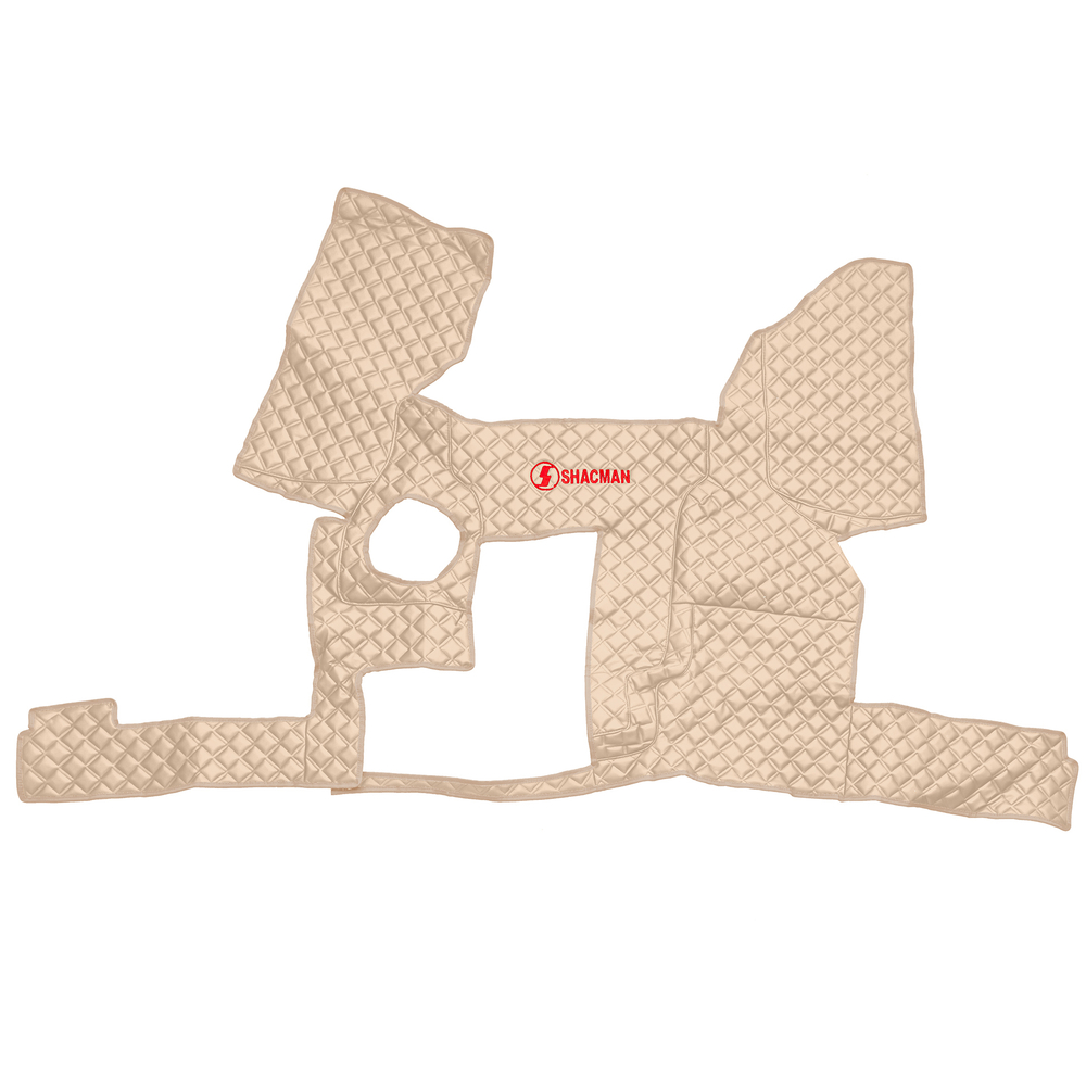 Ковры SHACMAN F3000 (экокожа, бежевый, бежевый кант, красная вышивка)