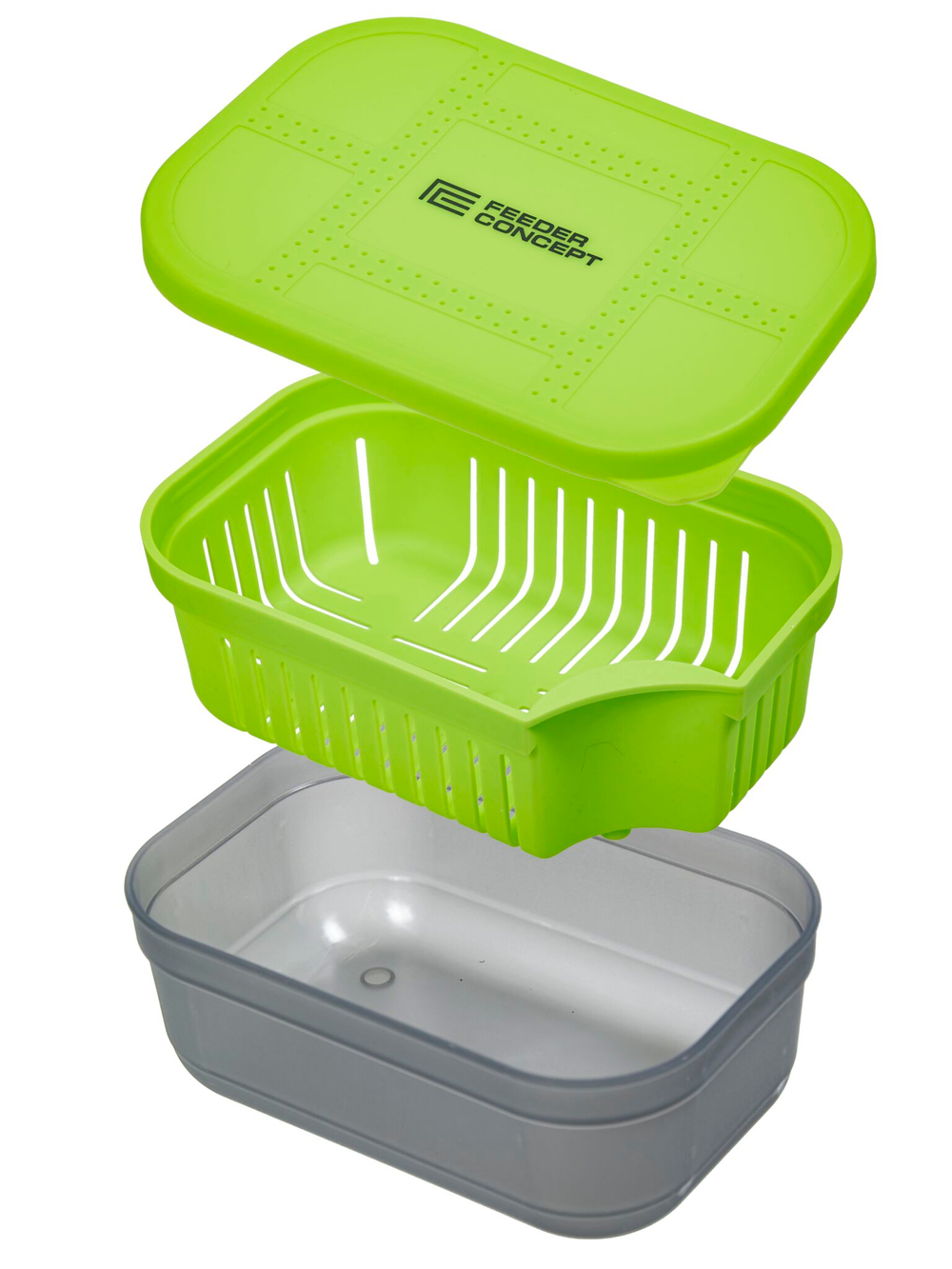 Коробка рыболовная для прикормки и насадки с вентилируемой крышкой и лотком FC FEEDER BAIT BOX 170×115×65