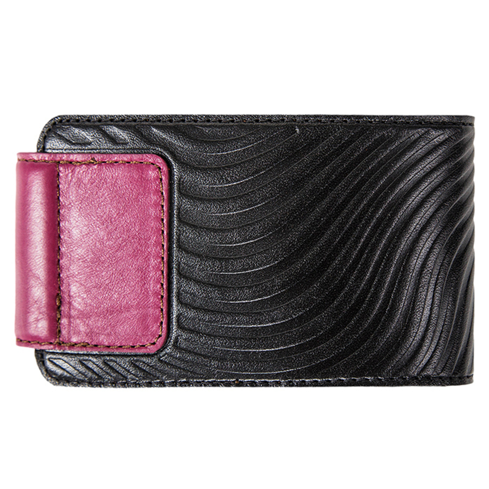 Визитница карманная «Waves». Цвет черный-фуксия