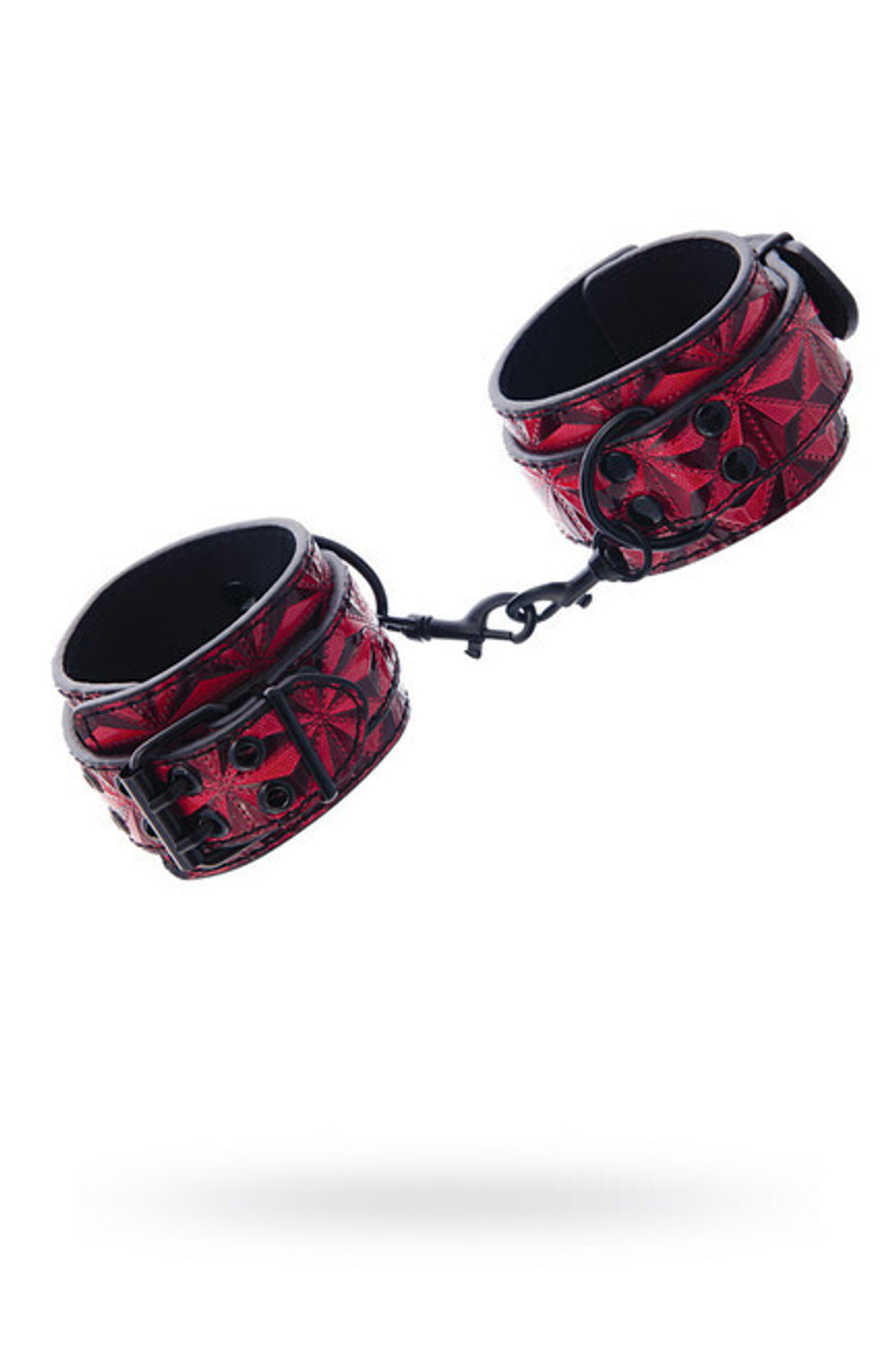 Наручники из материала с 3D эффектом из серии Theatre (Цвет: красный с черным)
