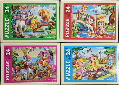 Пазл 24 деталей, "Чудесные пони №3", Рыжий Кот в комплекте 4 шт, арт.П24-5632, картонная основа, от 3 лет