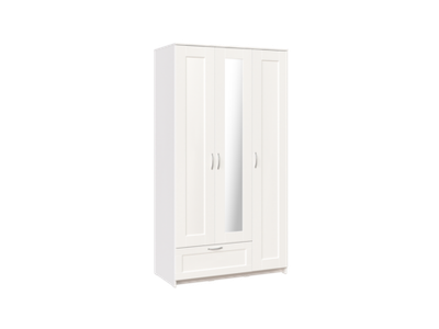 Шкаф Сириус 3 двери (с 1 зеркалом) и 1 ящик 117х59х220 (белый)