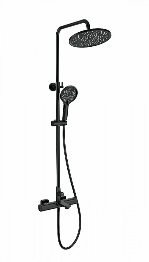 Душевая система с термостатом WONZON & WOGHAND SOLID WW-C3011-A-MB черный матовый