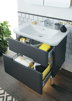 Тумба с раковиной VitrA Sento 80 с 2 ящиками антрацит матовый