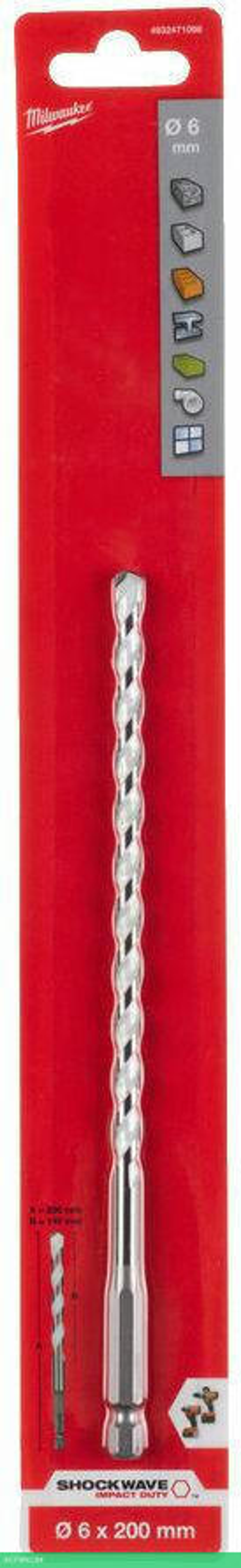 Сверло Milwaukee 6x200 мм HEX (4932471098)