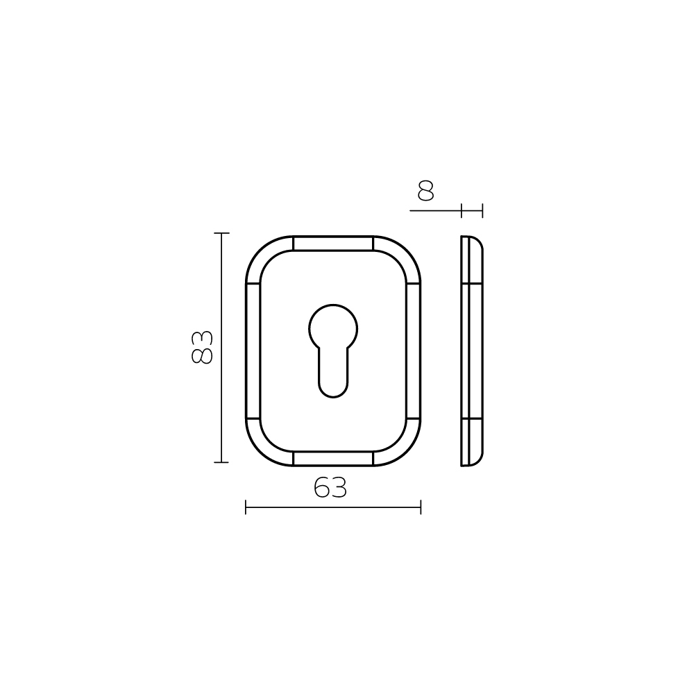 Накладка на цилиндр ESC.C.XL/K.486 (ESC 486-C SQ XL) BL черный (1 шт.)