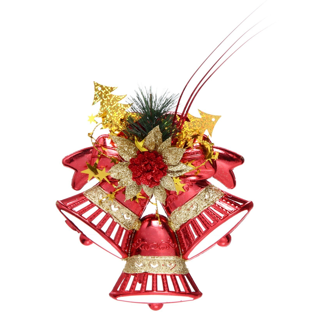 Украшение новогоднее «Колокольчик звонкий праздник» 18,5 см, красный/золото