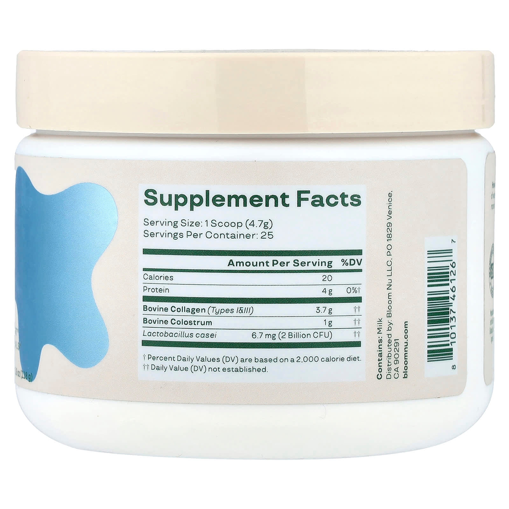 Bloom, Пептиды молозива и коллагена, без добавок, 118 г (4,16 унции)